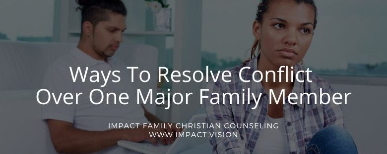 Impact family counseling team discuss ways to resolve conflict over one major family member?